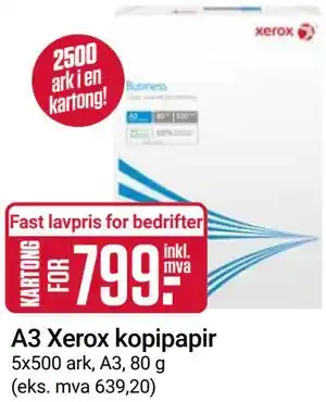 Europris A3 Xerox kopipapir tilbud