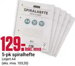 Europris 5-pk spiralhefte tilbud