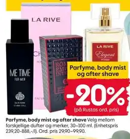 Rusta Parfyme, body mist og after shave tilbud