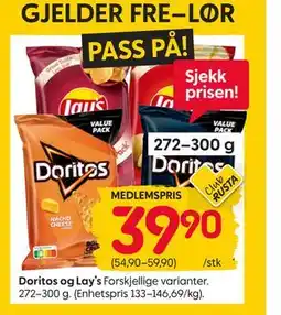 Rusta Doritos og Lay’s, Medlemspris tilbud