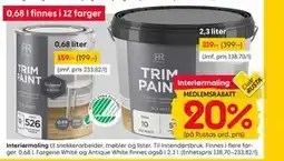 Rusta Interiørmaling, Medlemspris tilbud