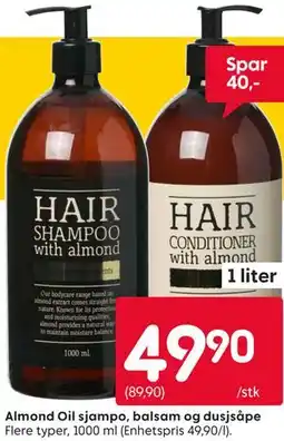 Rusta Almond Oil sjampo, balsam og dusjsåpe tilbud