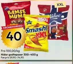 Gigaboks Nidar godteposer 300–400 g tilbud