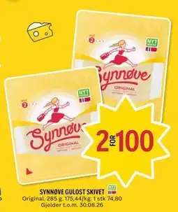 Coop Prix SYNNØVE GULOST SKIVET tilbud
