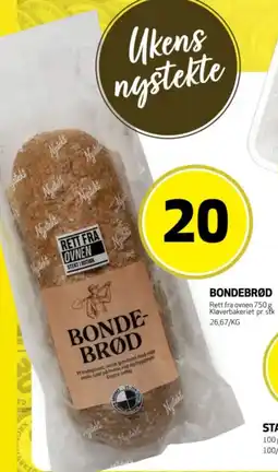 Bunnpris Rett fra ovnen Bondebrød tilbud