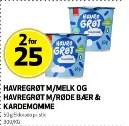 Bunnpris Eldorado Havregrøt m/melk og havregrøt m/røde bær & kardemomme tilbud