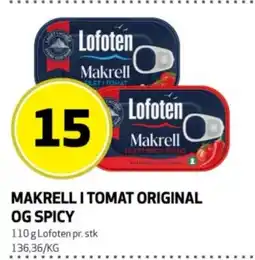 Bunnpris Lofoten Makrell i tomat original og spicy tilbud