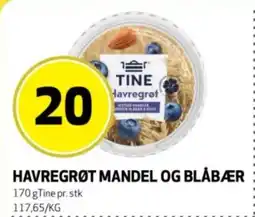 Bunnpris Tine Havregrøt mandel og blåbær tilbud