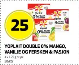 Bunnpris Yoplait double 0% mango, vanilje og fersken & pasjon tilbud
