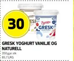 Bunnpris Gresk yoghurt vanilje og naturell tilbud