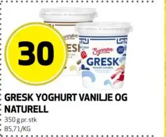 Bunnpris Gresk yoghurt vanilje og naturell tilbud