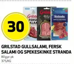 Bunnpris Grilstad gullsalami, fersk salami og spekeskinke stranda tilbud