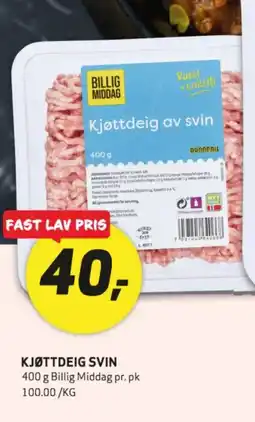 Bunnpris Billig Middag Kjøttdeig svin tilbud