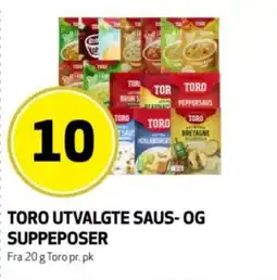 Bunnpris Toro utvalgte saus- og suppeposer tilbud