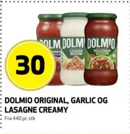 Bunnpris Dolmio original, garlic og lasagne creamy tilbud