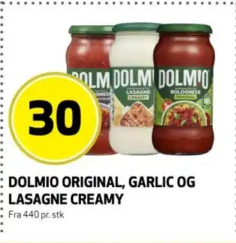Bunnpris Dolmio original, garlic og lasagne creamy tilbud