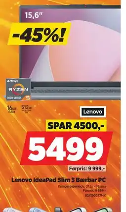 POWER Lenovo IdeaPad Slim 3 Bærbar PC tilbud