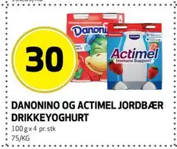 Bunnpris DANONINO OG ACTIMEL JORDBÆR DRIKKEYOGHURT tilbud