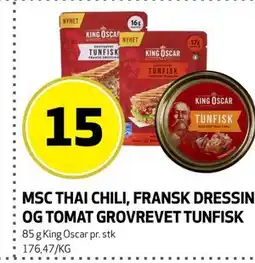 Bunnpris MSC THAI CHILI, FRANSK DRESSING OG TOMAT GROVREVET TUNFISK tilbud