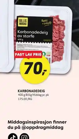 Bunnpris KARBONADEDEIG tilbud