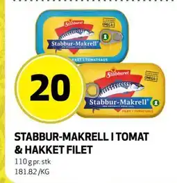 Bunnpris STABBUR-MAKRELL I TOMAT & HAKKET FILET tilbud