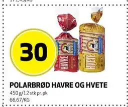 Bunnpris POLARBRØD HAVRE OG HVETE tilbud