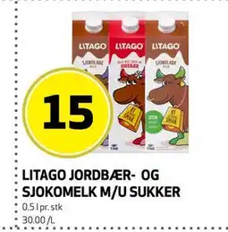 Bunnpris LITAGO JORDBÆR- OG SJOKOMELK M/U SUKKER tilbud