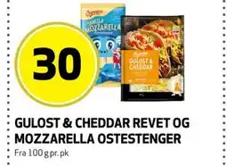 Bunnpris GULOST & CHEDDAR REVET OG MOZZARELLA OSTESTENGER tilbud