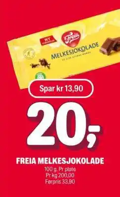 Coop Extra Freia Melkesjokolade tilbud