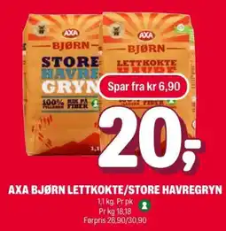 Coop Extra AXA BJØRN LETTKOKTE/STORE HAVREGRYN tilbud