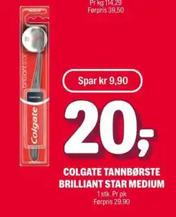 Coop Extra COLGATE TANNBØRSTE BRILLIANT STAR MEDIUM tilbud