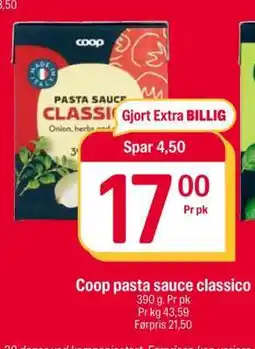 Coop Extra Coop pasta sauce classico tilbud