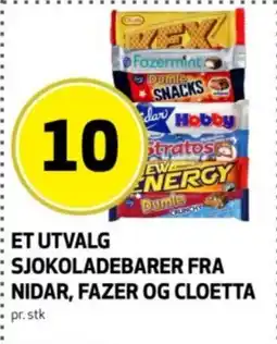 Bunnpris Et utvalg sjokoladebarer fra Nidar, Fazer og Cloetta tilbud