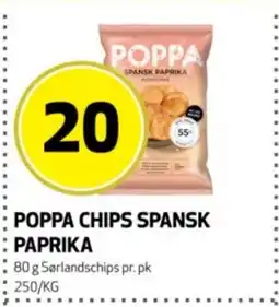Bunnpris Sørlandschips Poppa chips spansk paprika tilbud