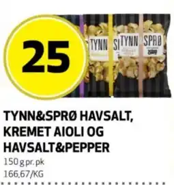Bunnpris Tynn&sprø havsalt, kremet aioli og havsalt&pepper tilbud