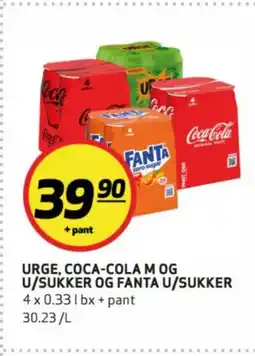Bunnpris Urge, Coca-Cola m og u/sukker og Fanta u/sukker tilbud