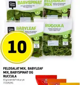Bunnpris Grønn & Frisk Feldsalat mix, babyleaf mix, babyspinat og ruccula tilbud