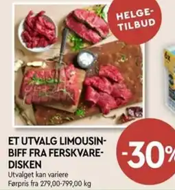 Coop Mega Et utvalg limousin- biff fra ferskvare- disken tilbud