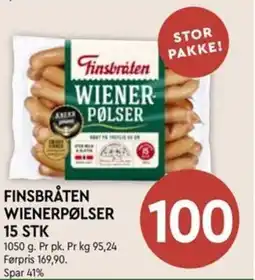 Coop Mega Finsbråten wienerpølser 15 stk tilbud