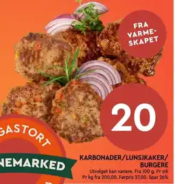 Coop Mega Karbonader/lunsjkaker/ burgere tilbud