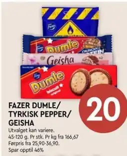 Coop Mega Fazer dumle/ tyrkisk pepper/ geisha tilbud