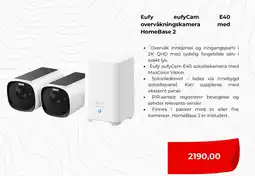 Clas Ohlson Eufy eufyCam E40 overvåkningskamera med HomeBase 2 tilbud