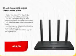 Clas Ohlson TP-Link Archer AX18 AX1500 Gigabit router, WiFi 6 tilbud