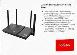 Clas Ohlson Asus RT-BE50 router WiFi 7, 3600 Mbps tilbud