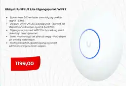 Clas Ohlson Ubiquiti UniFi U7 Lite tilgangspunkt WiFi 7 tilbud