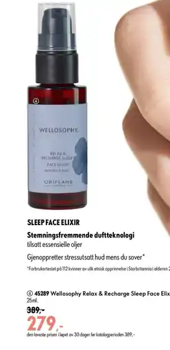 Oriflame Wellosophy Relax & Recharge Sleep Face Elixir tilbud