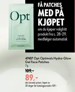 Oriflame Opt Optimals Hydra-Glow Gel Face Patches tilbud
