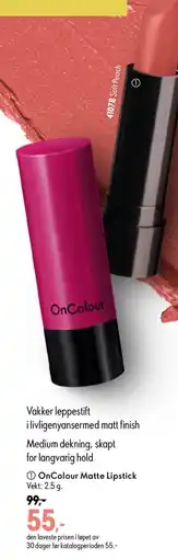 Oriflame OnColour Matte Lipstick tilbud