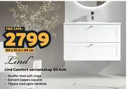 Megaflis Lind Comfort servantskap 80 hvit tilbud
