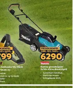 Megaflis Makita gressklipper 2x18v 43cm dlm432pt2 tilbud